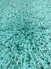 Kupon 1,3 m - Türkiz Haute Couture csipke gyöngysorokkal